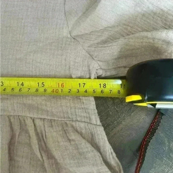 BiBi Women’s Small Peach‎ Crepe V Neck Long Sleeve Babydoll Ruffled Swing Blouse - Picture 8 of 11